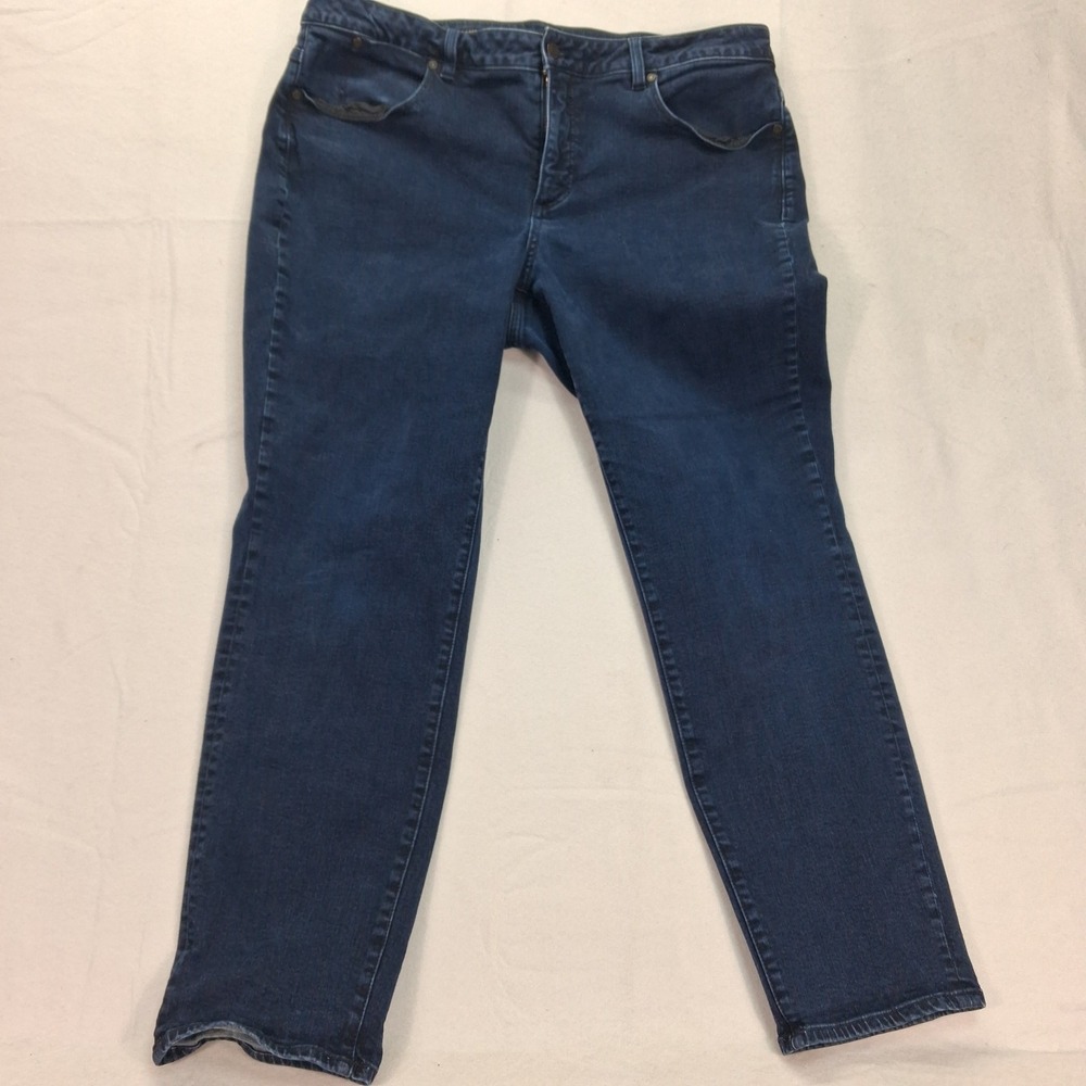 Talbots Jeans Women 16W Heritage Ankle Dark Wash Blue Stretch EUC